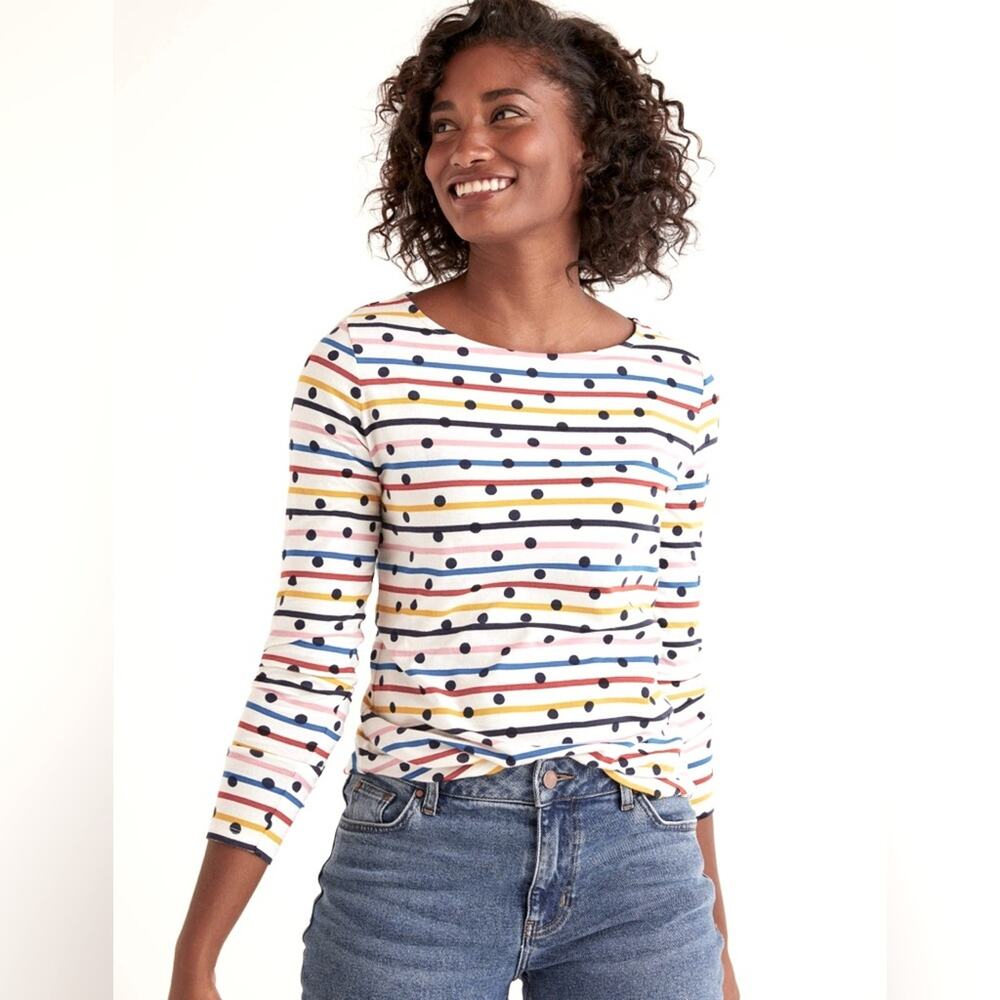 Boden Women’s Top Colorful Stripes & Metallic Polka Dots Whimsical Girlhood‎ 8